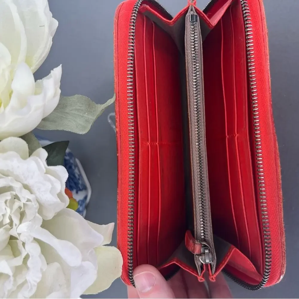 Bottega Veneta Orange Woven Leather Zip Around Wallet - Picture 3 of 10